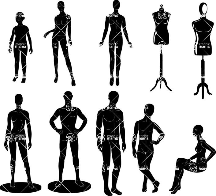 Vector silhouettes - Vector Mannequin Silhouettes Set